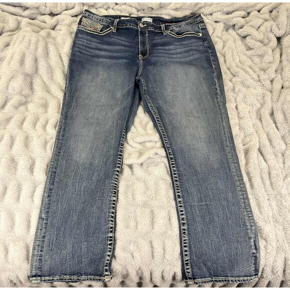 Vigoss Jeans Women 24 Slim Boot Medium Wash Stretch Denim Embroidered Western - Picture 1 of 9